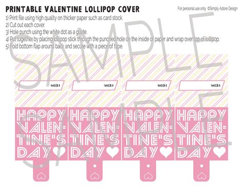 Printable Valentine Lollipop Cover Valentines Day Kids Valentines Candy