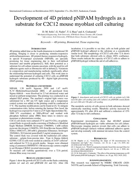 Pdf Development Of D Printed Pnipam Hydrogels As A Substrate For