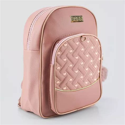 Mochila Universitaria Para Mujer Barata Mediana Piel Color Rosa