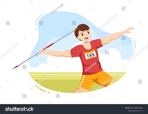 Javelin Throwing Athlete Illustration Using Long Stock Vector (Royalty ...