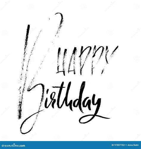 Happy Birthday Modern Brush Lettering For Invitation And Greeting Card