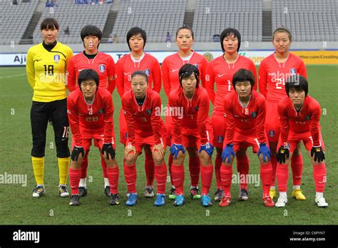 South Korea Women's team group line-up at Women's Football Championship ...