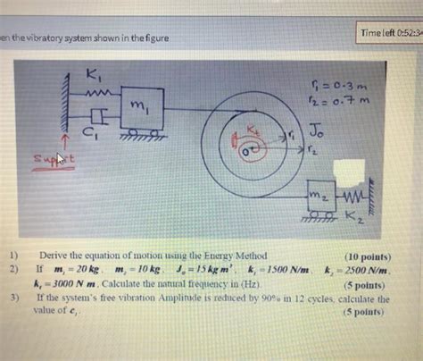 Solved Time Left En The Vibratory System Shown In Chegg