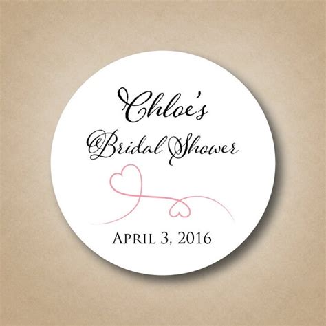 Wedding Shower Favor Sticker Hearts Labels Custom Bridal Shower