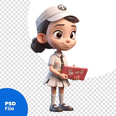 Premium Psd 3d Render Of A Cute Nurse With A Red Note In Her Hand Psd