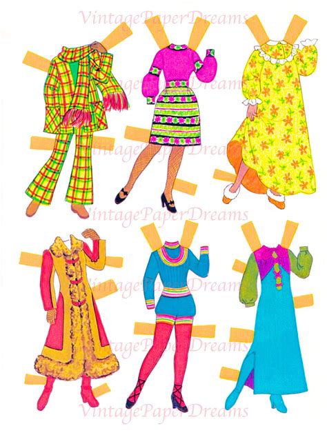 Vintage Paper Doll Printable Pdf Dawn Paper Doll 70s 1970s Black Paper