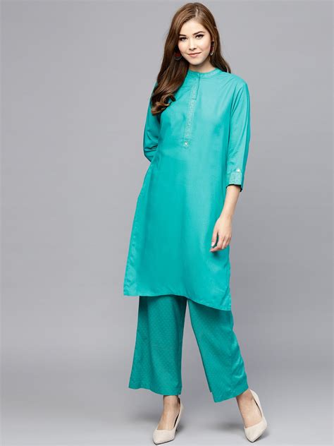 Buy Juniper Women Blue Solid Straight Kurta Kurtas For Women 7786581