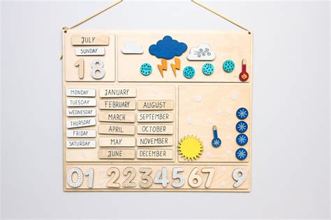 Wetterkalender Für Kinder Holzkalender Mit Monaten Tagen