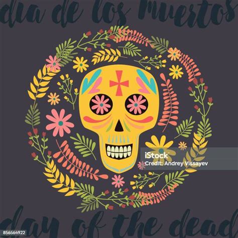 Mexican Sugar Skull Day Of The Dead Poster Stock Illustration