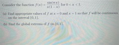 Solved Consider The Function F X X 1−x Sin πx For 0