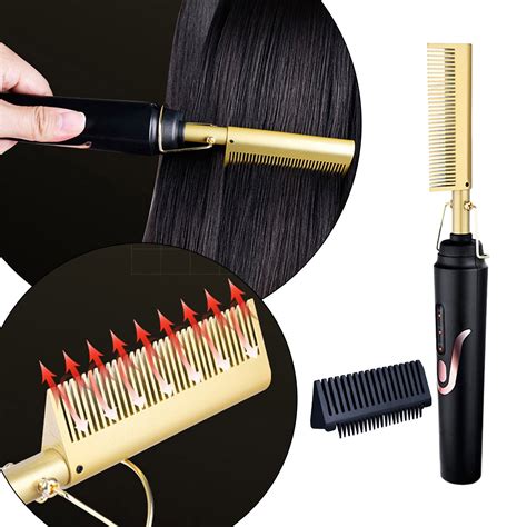 Hot Comb Hair Straightener Heat Pressing Combs Ceramic Electric Hair Straightening Comb With