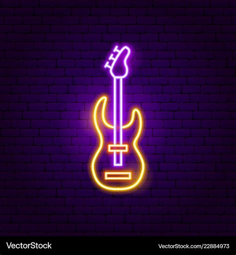 Rock guitar neon sign Royalty Free Vector Image