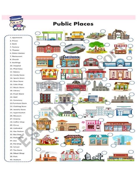 Public places MATCHING SET 2 OF 3 - ESL worksheet by danielr.