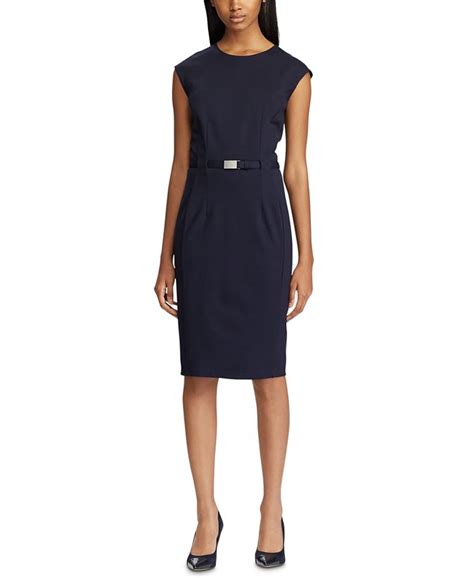 Lauren Ralph Lauren Belted Ponte Knit Dress Macys