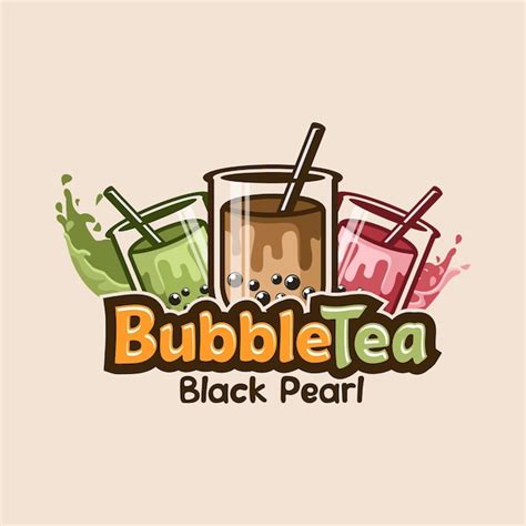 Logo De Bubble Tea Vector Premium