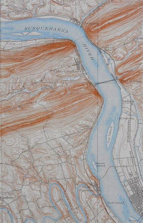 1908 Map Susquehanna River Marysville West Fairview Dauphin Fort