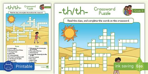 Grade Phonics Crossword Puzzle Th Th Teacher Made