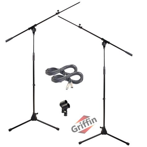 GRIFFIN Microphone Boom Arm Stand 2-PACK Holder XLR Cable Mic Clip Studio Stage 797734483048 | eBay