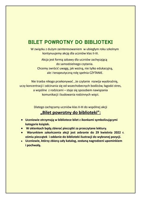 BILET POWROTNY DO BIBLIOTEKI By Jolanta Jola Issuu