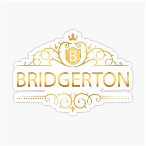 The Bridgerton Logo Sticker Is Shown In Gold And White With A Crown On