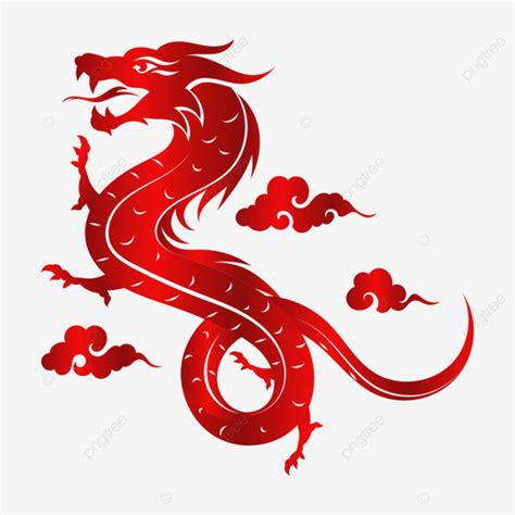 Zodiak Cina Naga Dengan Vektor Awan Tahun Naga Tahun Baru Imlek