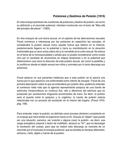 Pulsiones Y Destinos De Pulsión 1915 Pdf Psicoanálisis Metafísica De La Mente