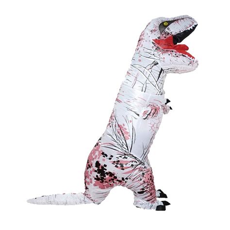 White Adult T Rex Inflatable Costume Jurassic World Park Blowup