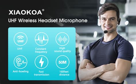 Xiaokoa Wireless Microphone Headset Uhf Wireless Mic Headset And Handheld 2 In 1 160 Ft Range