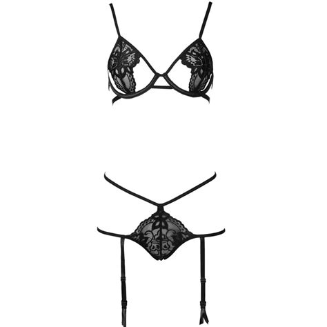 New Ultra Thin Sexy Hollow Lace Underwire Push Up Open Bra Crotch Set