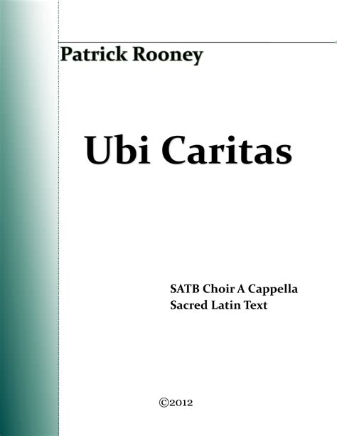 Ubi Caritas Sheet Music Patrick Rooney SATB Choir