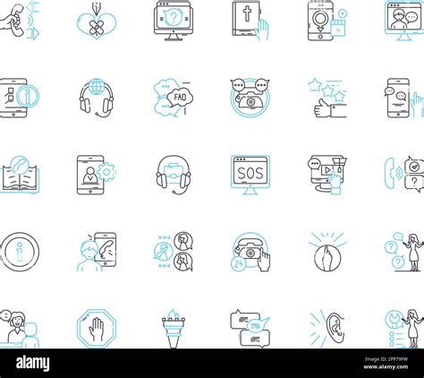 Assist Facilitate Linear Icons Set Help Support Aid Simplify