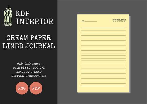 Kdp Cream Paper Lined Journal Graphic By Kayeartstudio Creative Fabrica