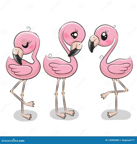 Ajuste De Tr S Flamingos Bonitos Dos Desenhos Animados Ilustra O Do