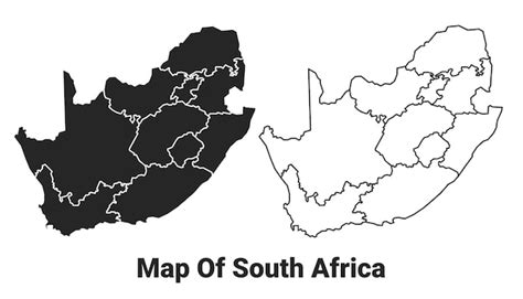 Premium Vector Vector Black Map Of South Africa Country With Borders Of Regions