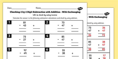 Y3 Inverse Check 3 Digit 3 Addition Subtraction With Carry Sheet