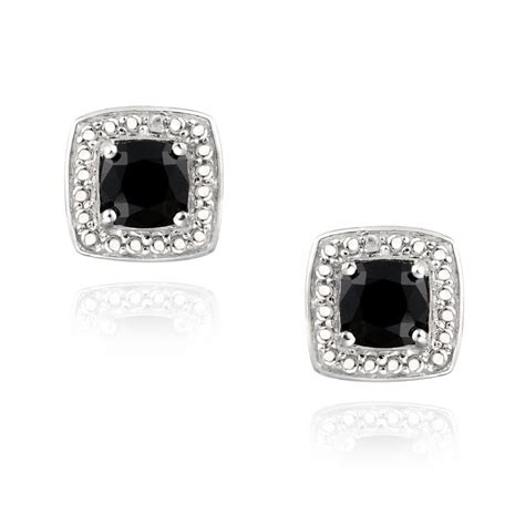 Glitzy Rocks Sterling Silver Black Spinel And Diamond Accent Earrings