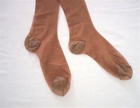 One Pair Of Nylon Thigh High Stockings In Coffee Nude Etsy