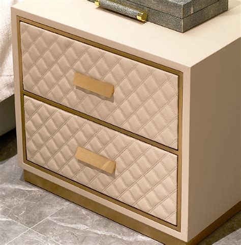 Modern Stylish White Nightstand Pu Leather Upholstered Bedside Table With 2 Drawers Homary