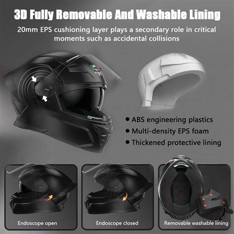 Motorbike Motorcycle Helmet Modular Full Face Helmets Bluetooth Dot Approved With Double Visors