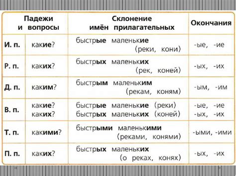 Склонение прилагательных в русском языке: правила, таблица, примеры