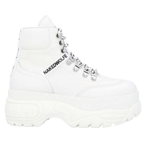 Naked Wolfe Shoes Naked Wolfe White Leather Platform Ankle Boots Poshmark