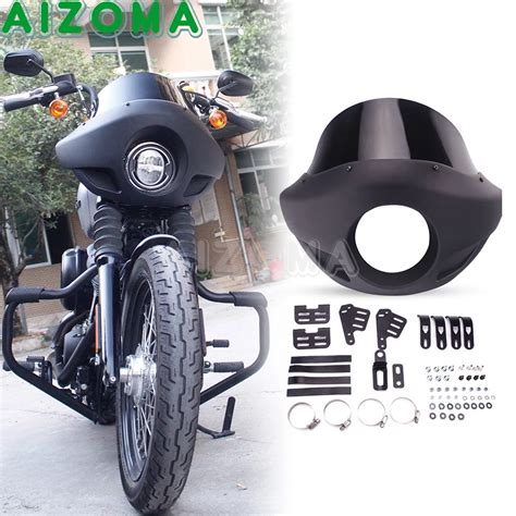 Black Inch Motorcycle Front Headlight Fairing Cowl Short Wind