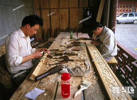 China Province Jiangsu Suzhou Woodcutters Wood Carvings Asia