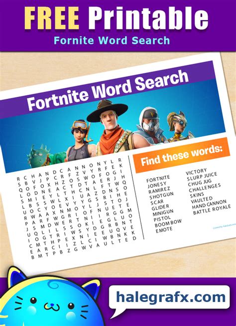 Free Printable Fortnite Word Search