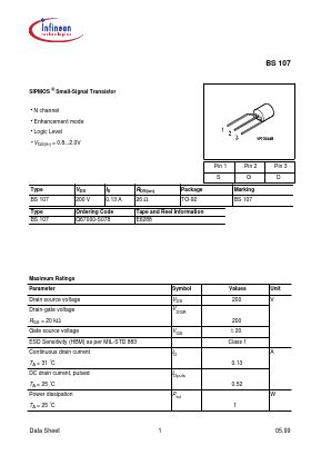 BS107 Datasheet PDF - Infineon Technologies