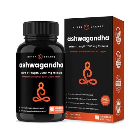 NutraChamps Ashwagandha Extra Strength 2 000mg 90 Vegan Capsules