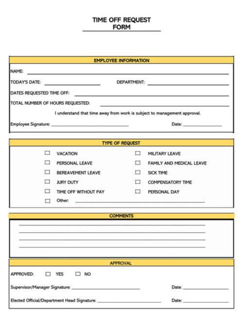 Free Employee Time Off Request Forms Word