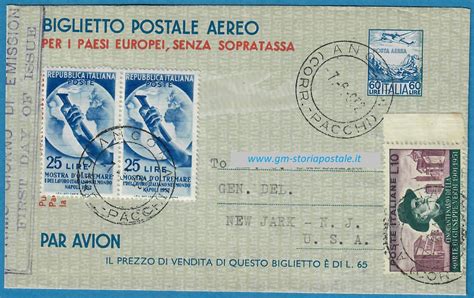 Aerogramma Lire Fondino Verde Mezzo Secolo Di Repubblica