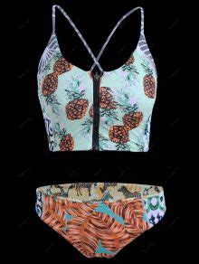 Zip Front Mix Print Bikini Set MULTICOLOR Bikinis M ZAFUL