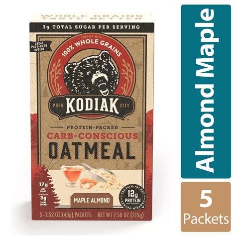 Kodiak Cakes Carb Conscious Maple Almond Oatmeal Packets 5 Ct